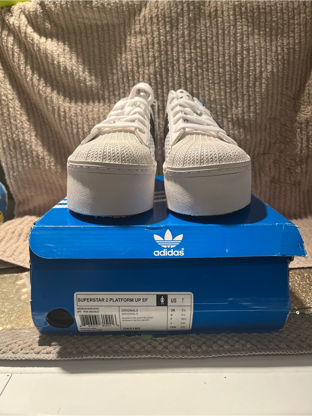 adidas White Platform Superstar Sneakers